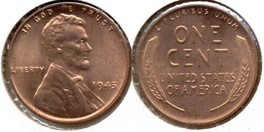 1945 Lincoln Cent MS-63 Red f