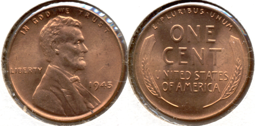 1945 Lincoln Cent MS-63 Red h