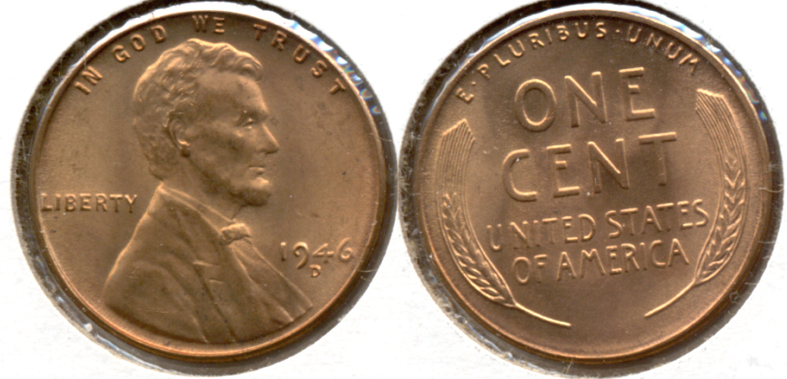 1946-D Lincoln Cent MS-62 Red c