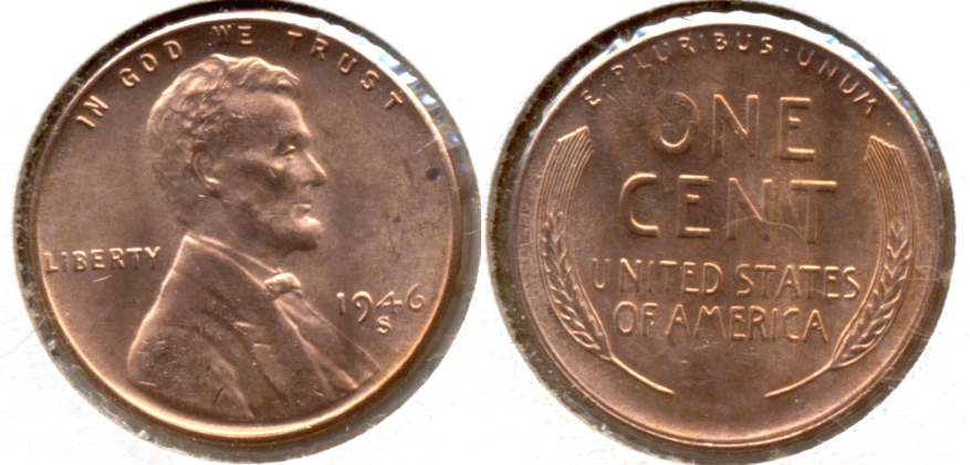 1946-S Lincoln Cent MS-62 Red c