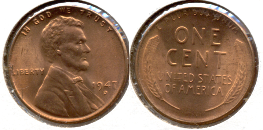 1947-D Lincoln Cent MS-62 Red