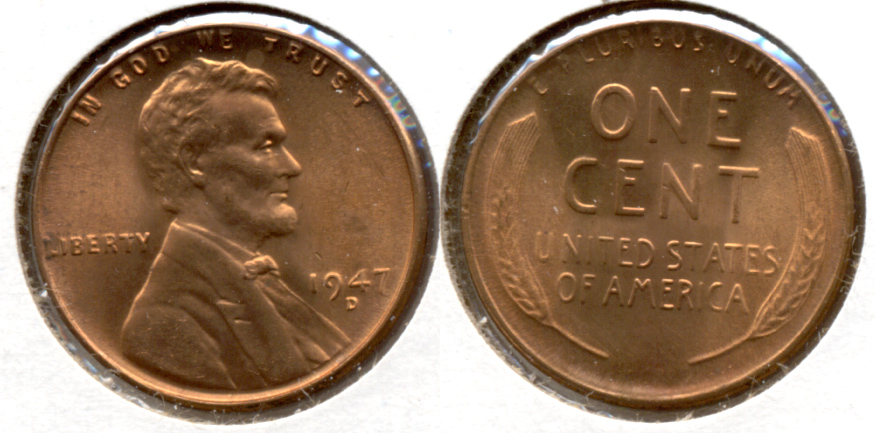 1947-D Lincoln Cent MS-62 Red b