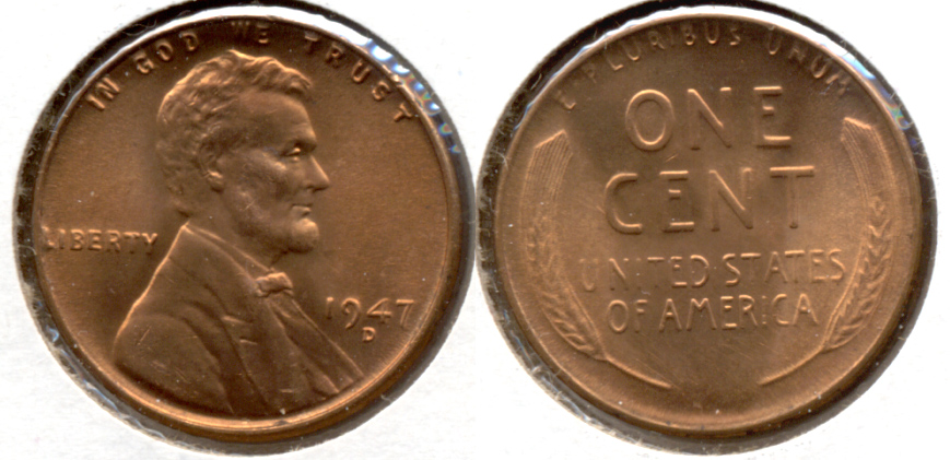 1947-D Lincoln Cent MS-62 Red c