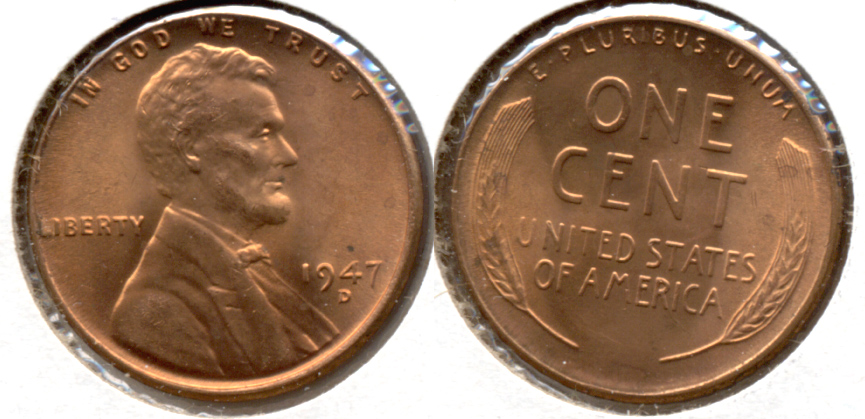 1947-D Lincoln Cent MS-62 Red e