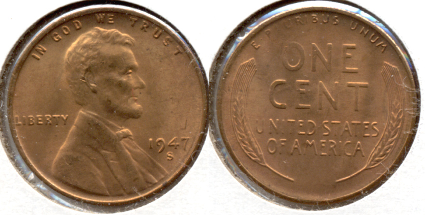 1947-S Lincoln Cent MS-62 Red b