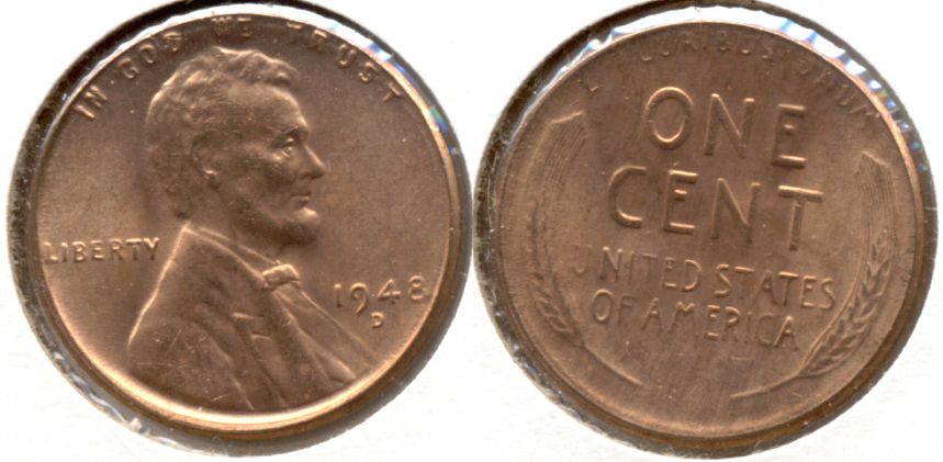 1948-D Lincoln Cent MS-62 Red