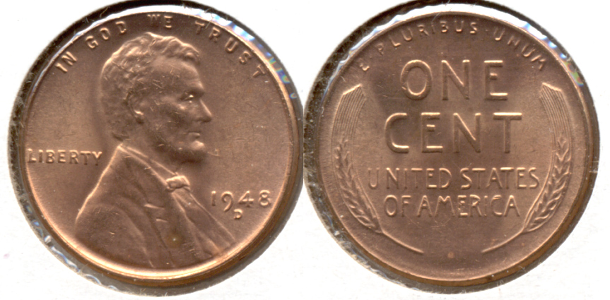 1948-D Lincoln Cent MS-62 Red a