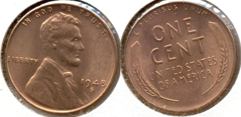 1948-S Lincoln Cent MS-62 Red a