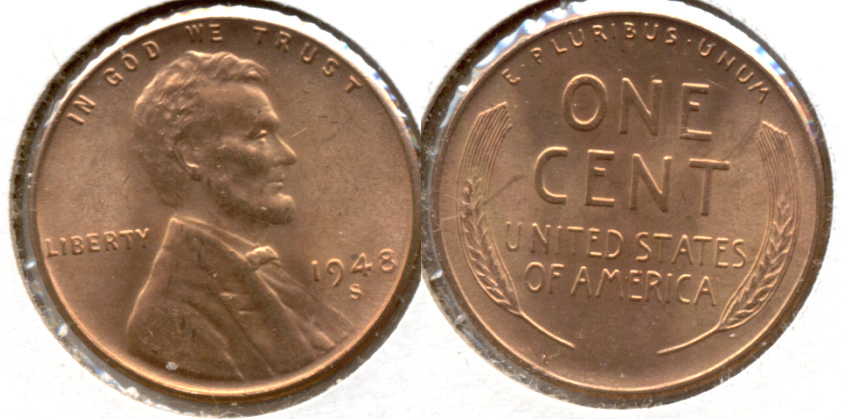 1948-S Lincoln Cent MS-62 Red c