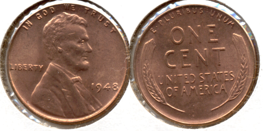 1948 Lincoln Cent MS-62 Red f