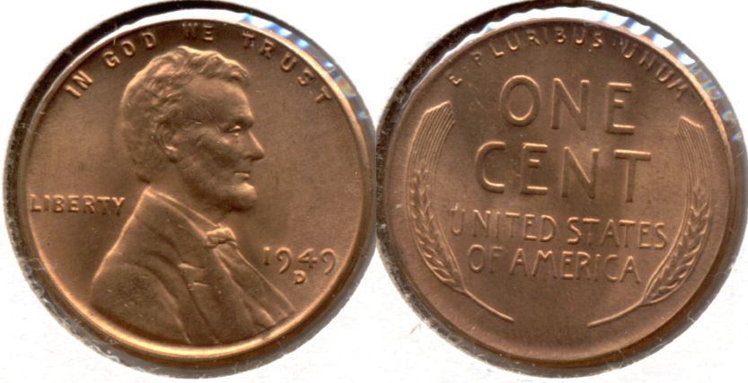 1949-D Lincoln Cent MS-62 Red d