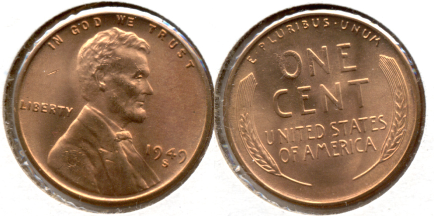 1949-S Lincoln Cent MS-62 Red