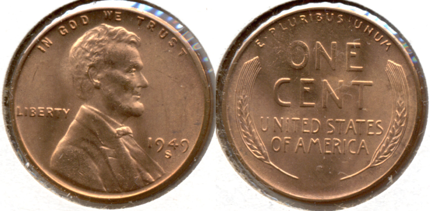 1949-S Lincoln Cent MS-62 Red d