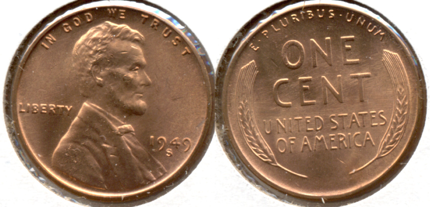 1949-S Lincoln Cent MS-62 Red e