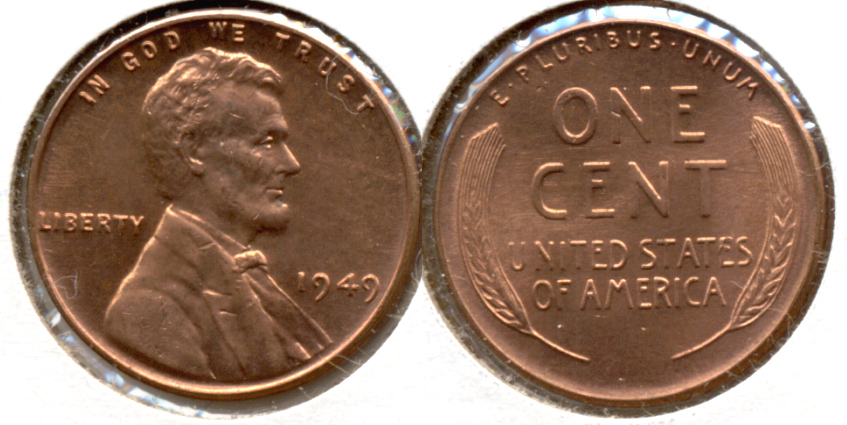 1949 Lincoln Cent MS-62 Red a