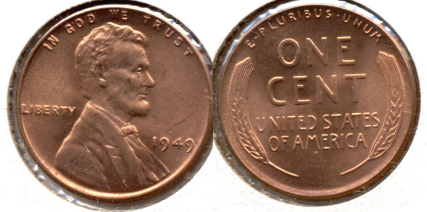 1949 Lincoln Cent MS-62 Red f