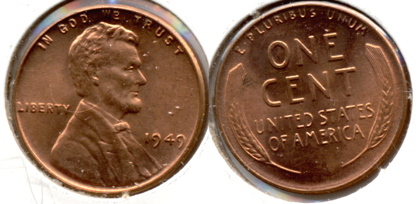 1949 Lincoln Cent MS-62 Red p