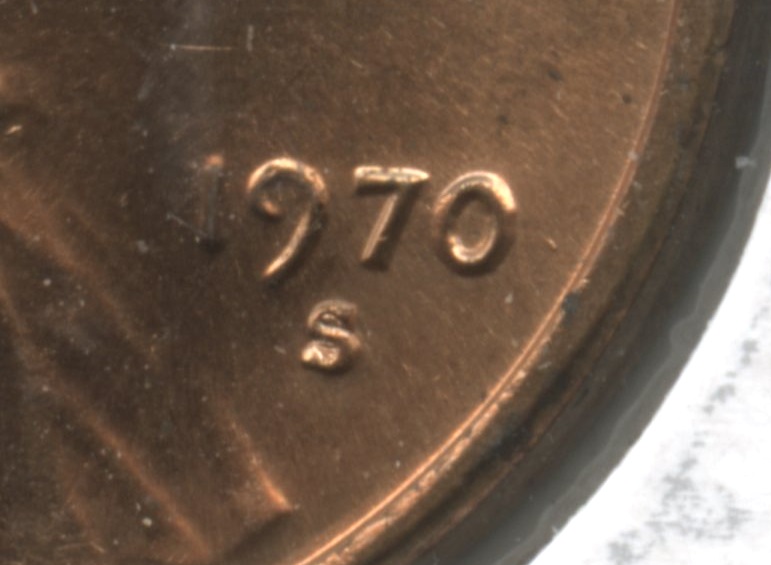 1970-S Small Date Lincoln Memorial Cent Mint State close up
