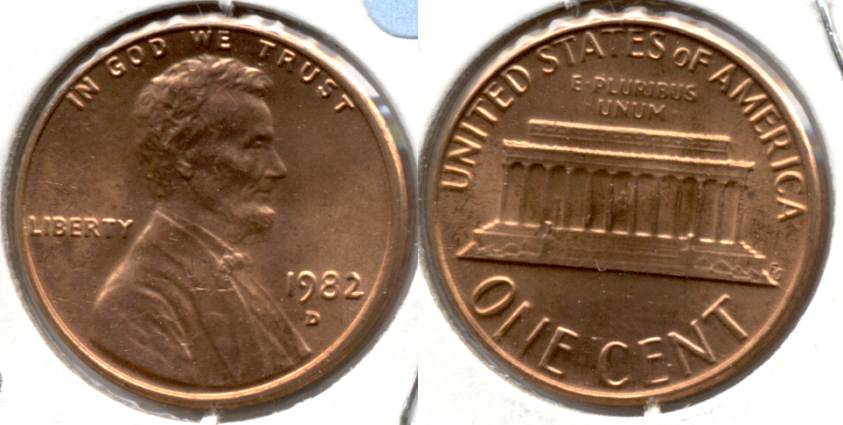 1982-D Large Date Copper Lincoln Memorial Cent Mint State