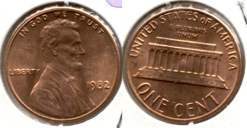 1982 Large Date Copper Lincoln Memorial Cent Mint State