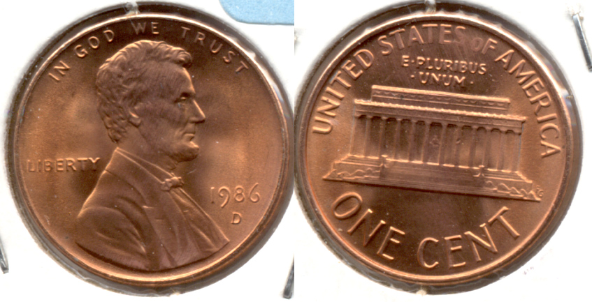 1986-D Lincoln Memorial Cent Mint State