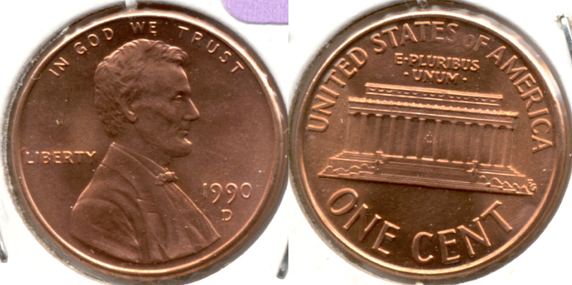 1990-D Lincoln Memorial Cent Mint State