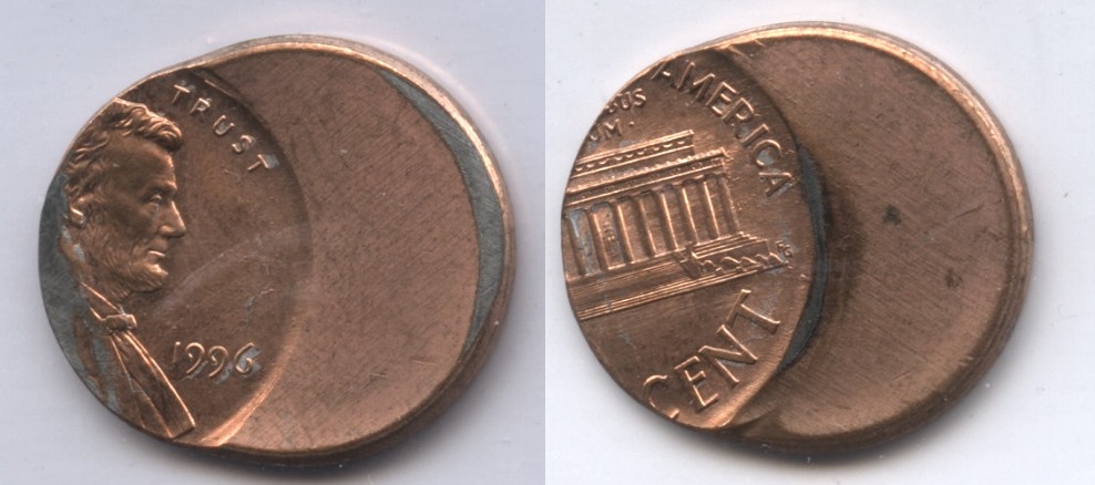 1996 Lincoln Memorial Cent Off Center Error #d