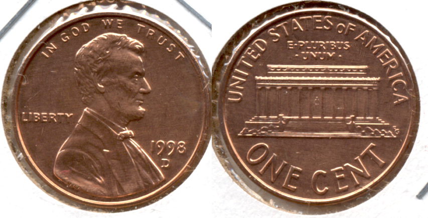 1998-D Lincoln Memorial Cent Mint State