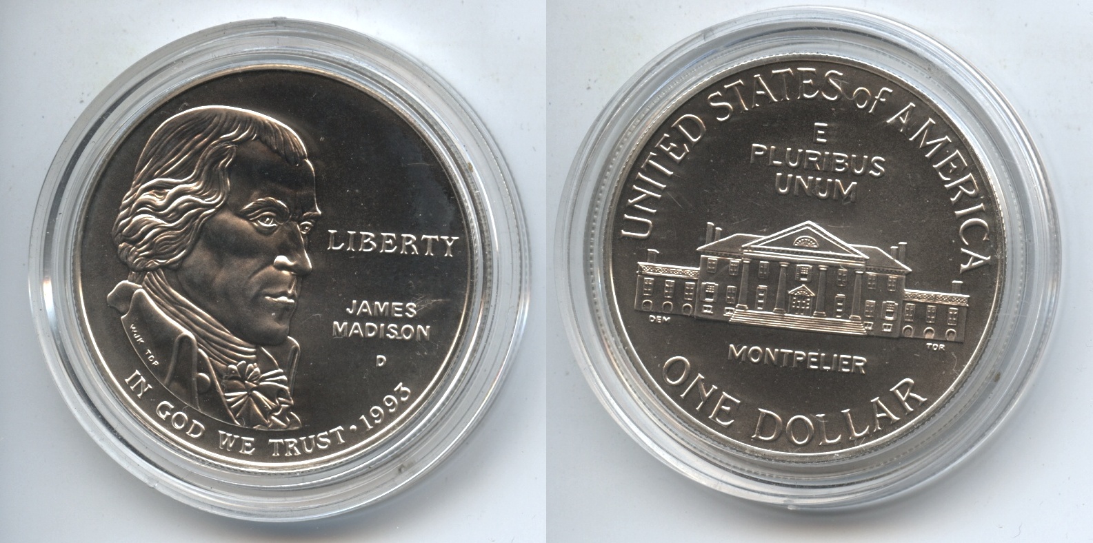 1993-D Bill of Rights Commemorative Silver Dollar Mint State Capsule