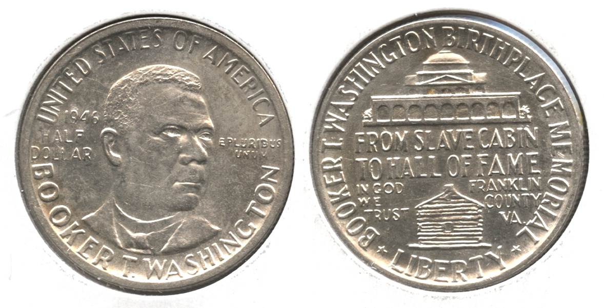 1946 Booker T Washington Commemorative Half Dollar AU-55 #a