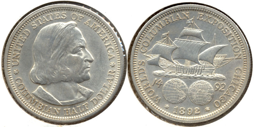 1892 Columbian Exposition Commemorative Half Dollar AU-50 a