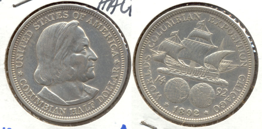1892 Columbian Exposition Commemorative Half Dollar AU-50 b