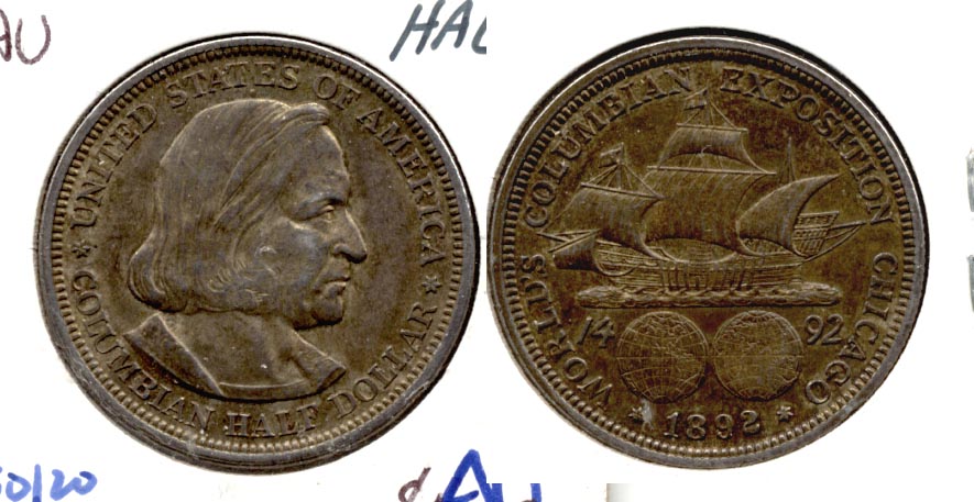 1892 Columbian Exposition Commemorative Half Dollar AU-50 d