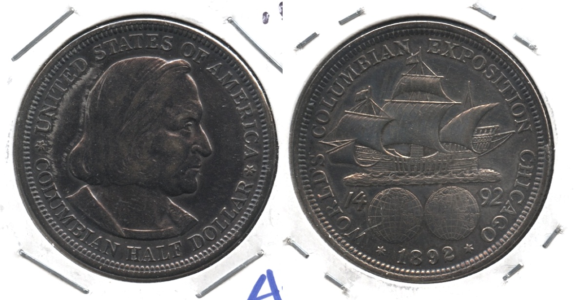1892 Columbian Exposition Commemorative Half Dollar AU-50 #i Cleaned Retoned