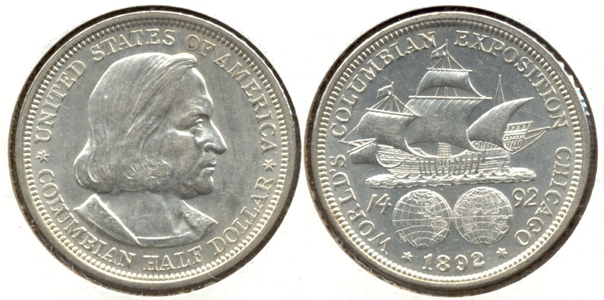 1892 Columbian Exposition Commemorative Half Dollar AU-55