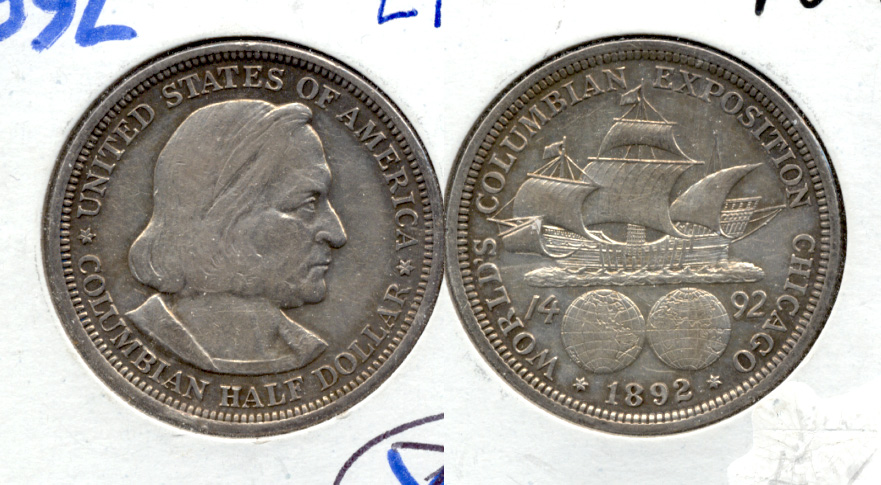 1892 Columbian Exposition Commemorative Half Dollar EF-40 d