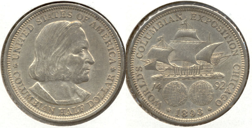 1893 Columbian Exposition Commemorative Half Dollar AU-50 e