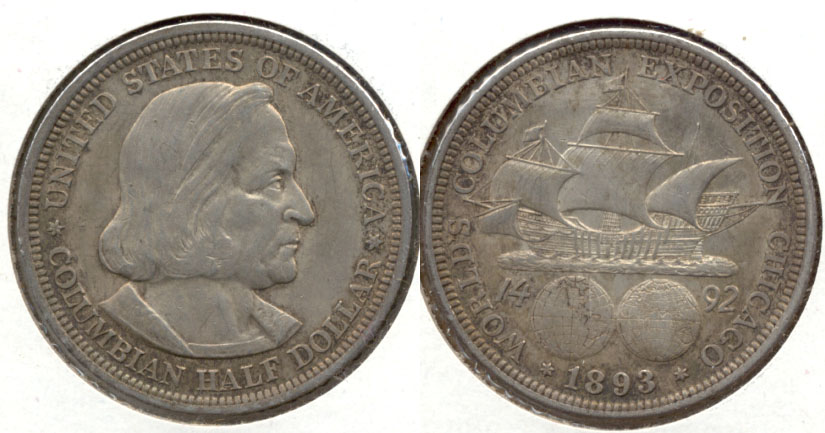 1893 Columbian Exposition Commemorative Half Dollar AU-50 f