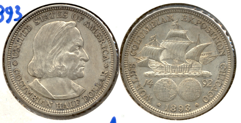 1893 Columbian Exposition Commemorative Half Dollar AU-50 h