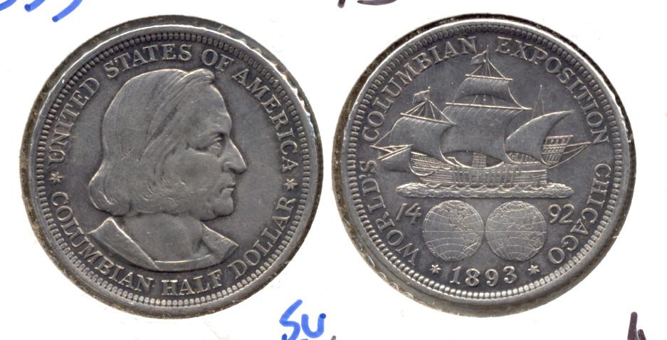 1893 Columbian Exposition Commemorative Half Dollar AU-50 l