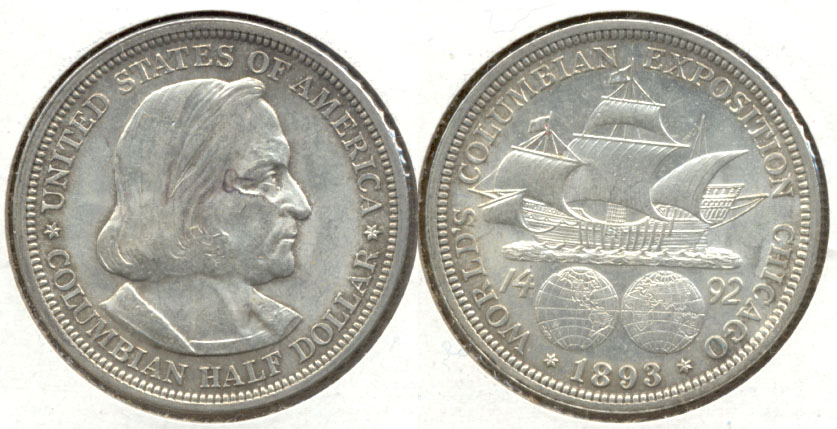1893 Columbian Exposition Commemorative Half Dollar AU-55 b