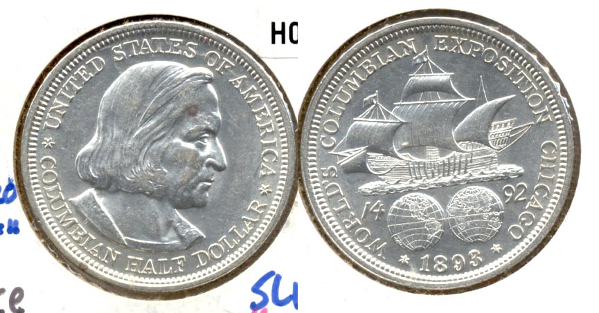 1893 Columbian Exposition Commemorative Half Dollar AU-55 d