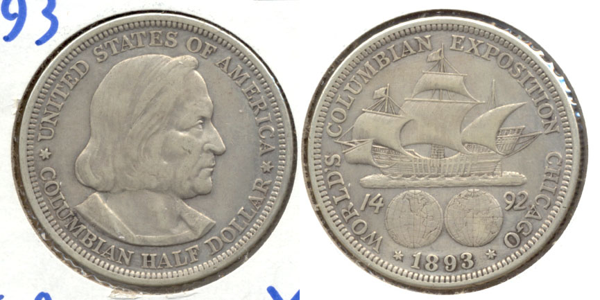 1893 Columbian Exposition Commemorative Half Dollar EF-40 e