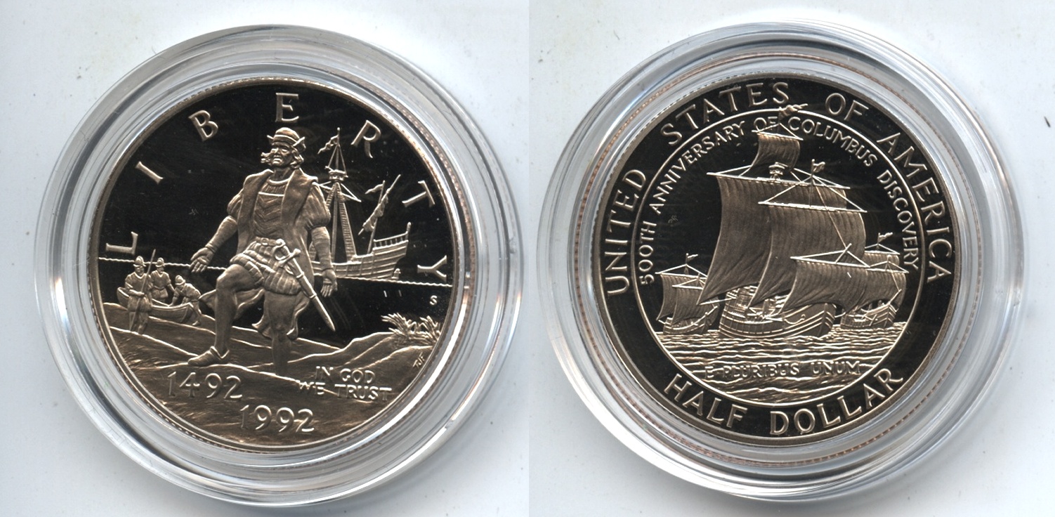 1992-S Columbus Commemorative Half Dollar Proof in Capsule