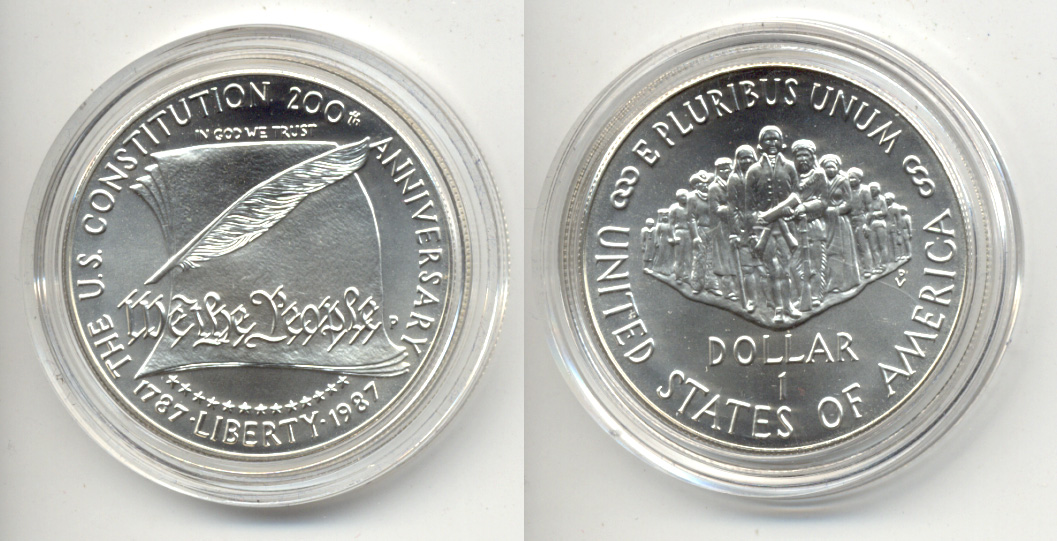 1987-P Constitution Commemorative Dollar Mint State in Capsule