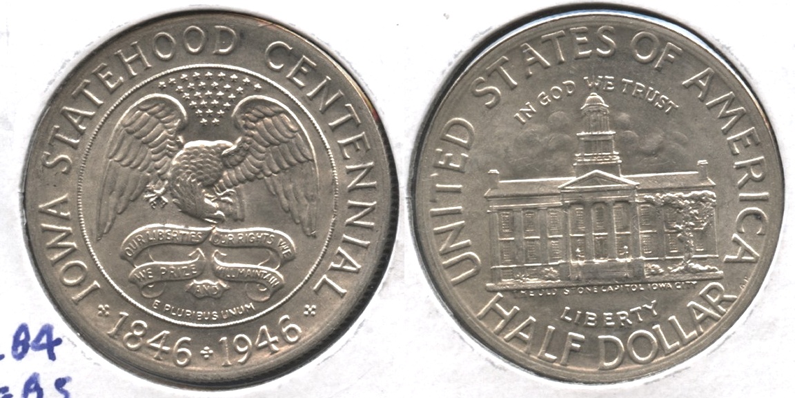 1946 Iowa Statehood Centennial Commemorative Half Dollar AU-55