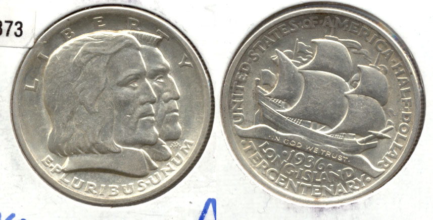 1936 Long Island Tercentenary Commemorative Half Dollar AU-53
