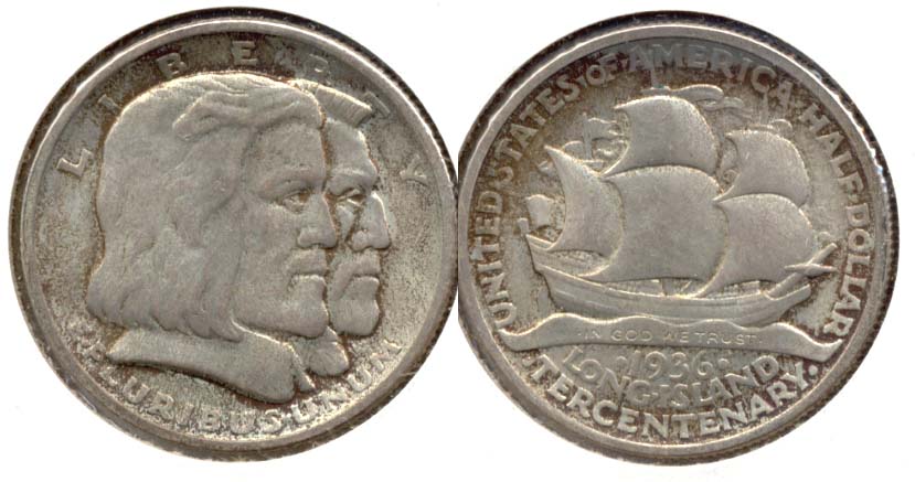 1936 Long Island Tercentenary Commemorative Half Dollar MS-64