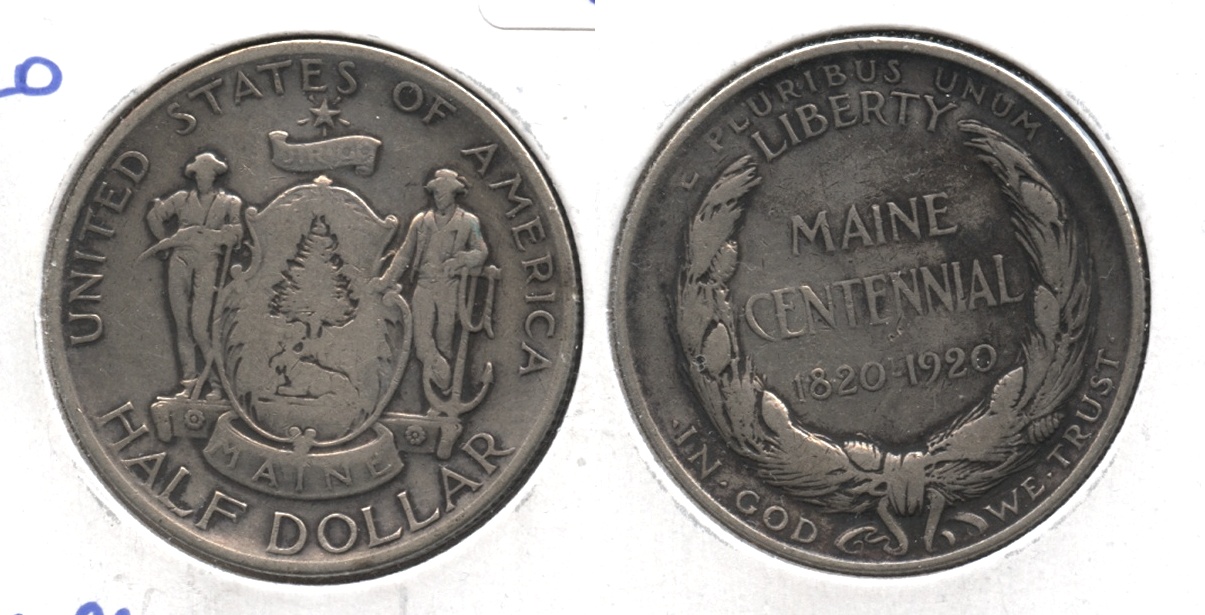 1920 Maine Centennial Commemorative Half Dollar Fine-12 #a