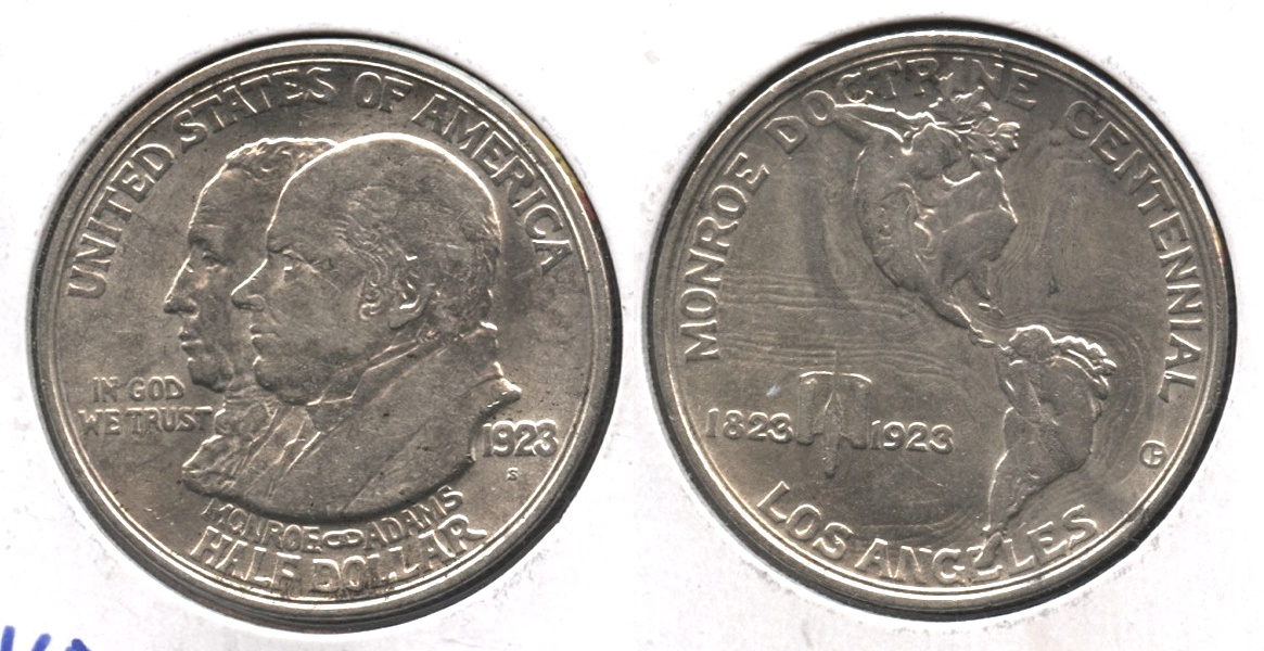 1923-S Monroe Doctrine Centennial Commemorative Half Dollar AU-55 #a